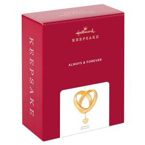 New! Wedding Anniversary Hallmark Keepsake Ornament Metal Rings & Heart Charms